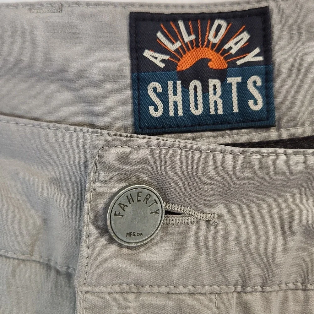 Faherty‎ All Day Shorts Mens 36 x  8.5 Grey Hybrid Boardshorts Stretch Quick Dry
